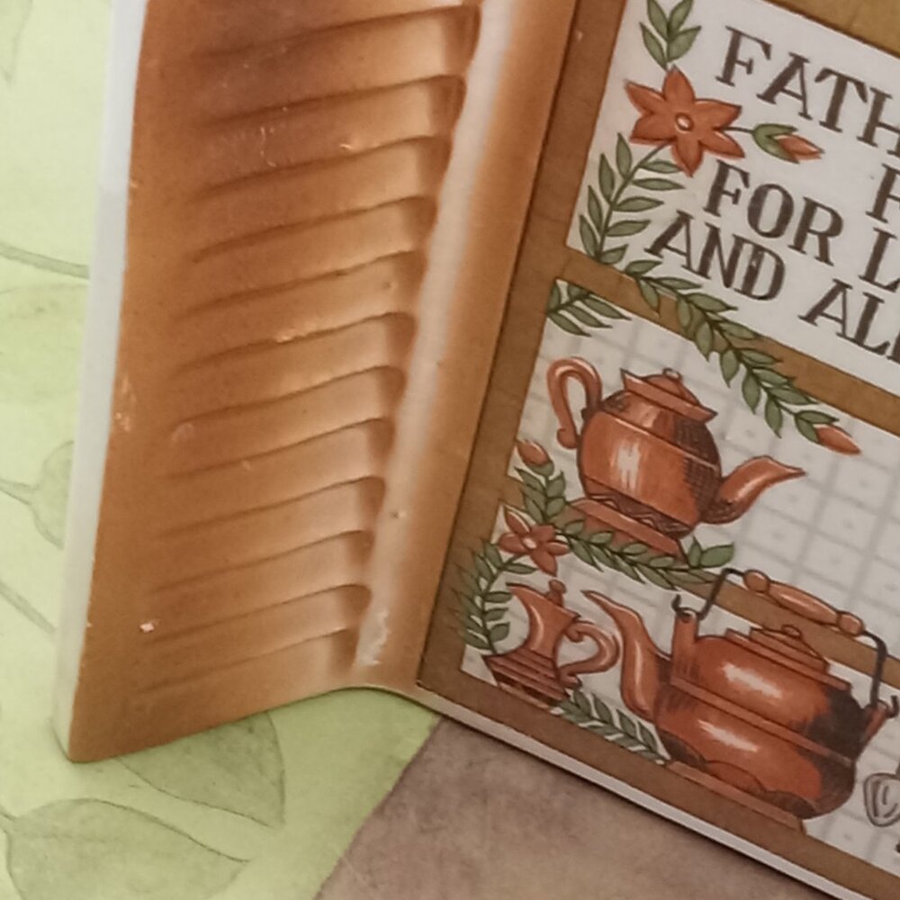 Vintage THANKFUL Ceramic Napkin Holder Kitchen Prayer Brown Thanksgiving Friends - Picture 6 of 14